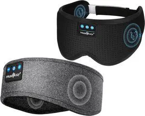 MUSICOZY Sleep Headphones Bluetooth Headband, Sleep Mask With Bluetooth Sleep Headphones, Sports Sleeping Headphones Sleep Earbuds with Ultra-Thin HD Stereo Speakers for Travel Workout, 2 Packs