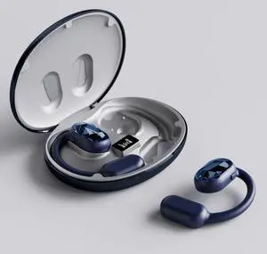 Open Ear Earbuds Air Conduction Headphones Wireless Bluetooth Earphones with Digital Display Charging Case 36 Hours Playtime Sports Headphones with Earhooks for Workout Driving Walking,Blue