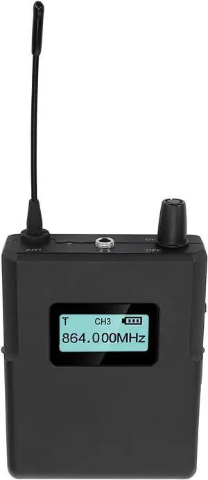 Denash Wireless IEM Receiver 902-928mhz Digital LCD Display Earphone, Indoor 50m Outdoor 100m, 3.5mm Jack, 10 Hours Working time, 4 Ear Tips, LCD Display Screen