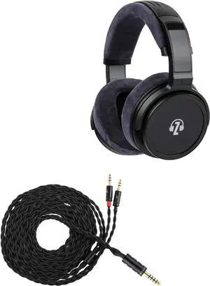 Linsoul HarmonicDyne x Z Reviews Eris: Wired Over Ear Headphones, 50mm Dynamic Driver Gaming Headphones + Tripowin Nova Monitor Headphone Cable, Over-Ear Headphone Wire(4.4mm, Black)