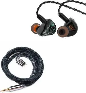 Linsoul ZiiGaat Arcanis in Ear Monitor, Professional 2DD+5BA Hybrid IEM Earphone + Tripowin Zonie IEM Cable, 16 Core Silver Plated Earphone Upgraded Cords(2pin 0.78mm, 3.5mm)(Moss)