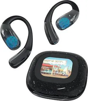 AI Language Translation Earbuds, Open Ear Earphones, LCD Touchscreen Real-Time Translator for 142 Languages & Accents, Bluetooth 5.3, Translator Earbuds for Business Travel, Meeting
