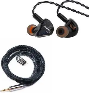 Linsoul ZiiGaat Lush in Ear Monitor, 1DD+4BA Hybrid Earphone IEM(Silver Blue) Tripowin Zonie IEM Cable, 16 Core Silver Plated Earphone Upgraded Cords(2pin 0.78mm, 3.5mm)(Moss)