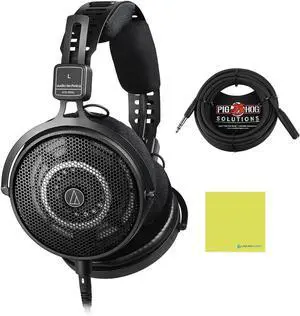 Liquid Audio Technica ATH-R50x Professional Open-Back Reference Headphones Bundle with 25ft Pig Hog Headphone Extension Cable (1/4") & Polishing Cloth  Studio Monitoring, Mixing & Critical Listening