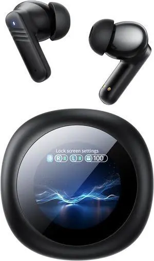 The Wireless in-Ear Bluetooth Earphone with a Screen ensures Clear Calls and has an IPX5 Waterproof Rating, Allowing Worry-Free Exercise.Black