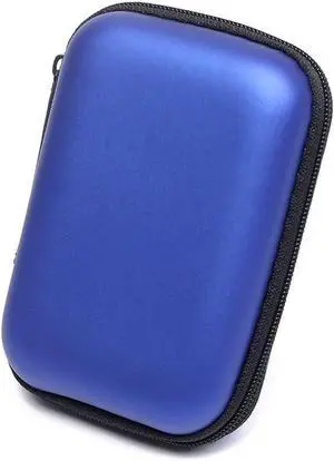 2PCS Portable Mini Earphone Bag Coin Purse Storage Box Carry Pouch Memory Card Case Cable Organizer Headphone Headset Accessories(Dark Blue)