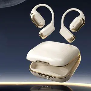 Open Ear Headphones Wireless Bluetooth 5.4 Air-Conduction Wireless Earbuds with Earhooks IPX5 Waterproof Earphones for Sports,12 Hours of Playback Time,360° Stereo Sound,Mics Clear Call,White