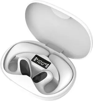 Open Ear Earbuds with Earhooks Wireless Bluetooth 5.1 Sports Open Ear Headphones 144 Countries Language Translator,ENC Call Noise Cancellation Technology IPX5 Waterproof for Driving,Office,White