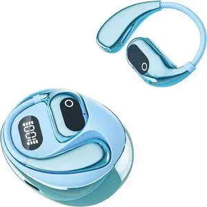 Wireless Open Ear Headphones EarHooks Bone Conduction Bluetooth 5.4 Earphones with Translation FunctionBuilt-in Mic,HiFi Stereo Earbuds with Noise Cancellation for Running,Sports,Driving,Blue