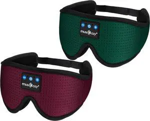 MUSICOZY Sleep Headphones Breathable Bluetooth Headband 3D Sleeping Headphones, Wireless Music Eye Mask Sleep Earbuds for Side Sleepers Women Men Office Air Travel Cool Tech Gadgets Gifts, Pack of 2