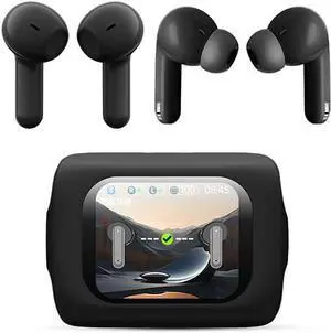 Bluetooth 5.4 Wireless Headphones with 4 earbuds,Full color touch screen 6 Hours Listening Time Sports Waterproof Running in-Ear Earphones40DB noise reduction Fit Exercise Gym Outdoor Work,Black