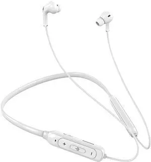 Wireless Earbuds Bluetooth 5.1 Headphones Neckband Earphones,Ultra Long Life Neck-Mount Headset with Audio Out Port,Mp3 Mode of TF Card, 25H Playtime for Android/iOS Phone,White