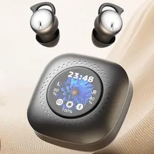Headphones Sleep Earbuds Invisible Wireless Bluetooth Ear Buds for Sleeping Noise Cancelling Mini Earbuds,Discreet in-Ear Tiny Earphones for Sleeping,LCD Full-Color Touch Screen for Work,Hiking-Black