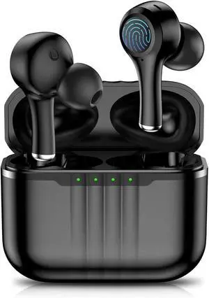 Wireless Earbuds -in Ear Headphones Wireless Ear Buds Sport Earbuds Bluetooth 5.2 Touch Sensing Deep Bass Stereo and Noise Cancelling with Charging Case, Built-in ENC Noise Cancelling Mic(Black)