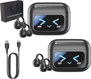 M100 Clip on Ear Headphones, Clip on Ear Head Phones with Visual Audio, Slim Hook, Waterproof & Comfortable, Smart Screen Touch
