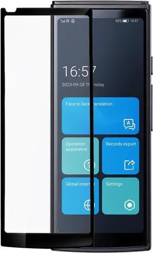 Translator 4.0 and Screen Protector, Face-to-Face Bidirection Simultaneous Translation, 60 Languages and 18 Offline Packs, 2-Year Global Data. Full Coverage Anti-Scratch Tempered Glass Film