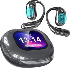AI Real-Time Translation Earbuds, Wireless Bluetooth Earbuds with 144 Languages, Two-Way Translator Earbuds, Noise Cancelling, with LCD Touch Screen for Pad Tablet Laptop Android/iOS Phones, Gray