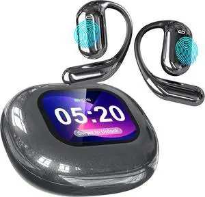 AI Translation Earbuds Real Time, Translator Bluetooth 5.4 Headphones 144 Languages LCD Touch Screen Open Ear Translating Earphones Audifonos Traductores, Royal Gray