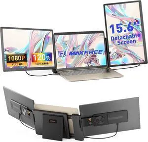 Maxfree Laptop Screen Extender, 15.6'' 1080P Laptop Monitor Extender, 11 Display Modes, Plug & Play, Detachable Screen Triple Monitor for Laptop 13"-17.3", Compatible with Mac/Windows/Android/Switch