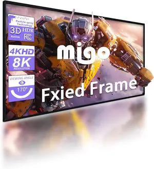120 inch Projector Screen, 2.0 High Gain 16:9 8K 4K Ultra HD 3D Fixed Frame Projector Screen for Indoor Movie Video Home Theater Cinema Office Bedroom (120Inch HD Screen)