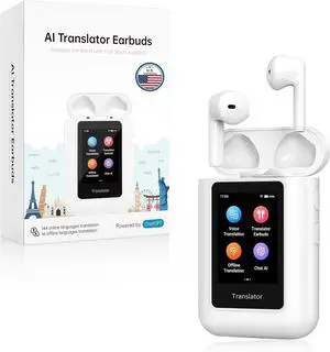 A8 AI Translation Earbuds Real Time, ChatGPT Translator Device in 144 Languages, Audifonos Traductores Inglés Español Real-time No APP Required, Offline Language Traductor for Travel (White)