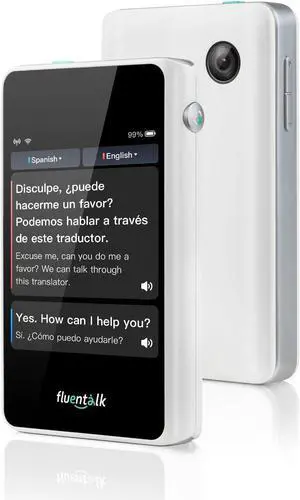 Timekettle, Fluentalk T1 Mini Translator Device No WiFi Needed, Built in 1-Year Global Mobile Data, Supports 40 Languages and Photo Translation, Instant Language Translator for Travelling White
