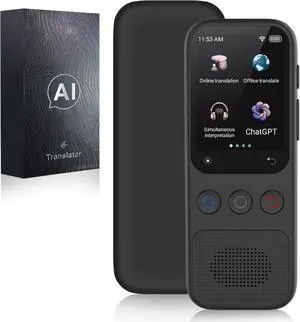 Language Translator Device, Real-Time Translator Device, Instant Translator with 138 Languages, AI/ChatGPT/Recording/Offline Translator Portable for Travel, Business, Study
