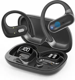 AI Real-Time Translation Earbuds, Open Ear Bluetooth 5.4 Headphones with 144 Languages Translator, 60H Playtime/IP54 Waterproof for Travel, Business, Learning (Black)