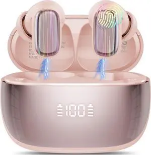 Language Translator Earbuds 164 Languages, 40Hrs Playtime Bluetooth Headphones, Rose Gold