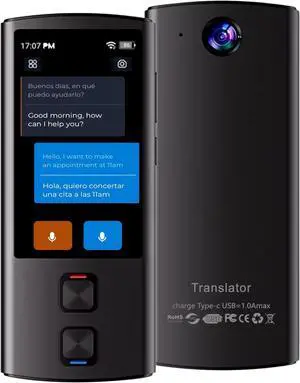 AI Language Translator Device, Elegant Face-to-Face Instant Translator Device for Business and Learning, Online/Offline/ChatGPT/Voice/Photo Translation for 138 Languages