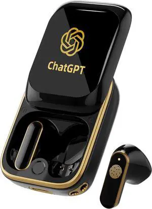 AI Translation Earbuds Real Time,Video Call Translator Powered by ChatGPT,LCD Touch Screen Translator for 164 Languages & Accents,Audifonos Traductores Inglés Español,Translation Device,Black