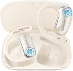 AI Translator Earbuds Translation Earbuds Real-Time 98% Accuracy 0.5s Response |Lifetime Free Offline Translation(8 Languages) & Online Translation(144 Languages) AF56 Beige