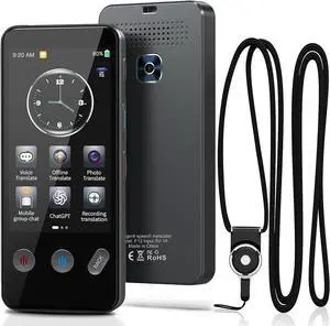 Language Translator Device, 2025 Latest 143+ Languages Translator, Two-Way AI Voice Instant Translator,Supports Voice/Text/Offline/Photo, for Travel, Business,Study(Black)