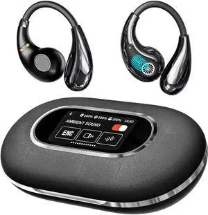 AI Language Translator Earbuds, OWS Real-time 3-in-1 Translation Device for Android iOS, HD Sound, Translating Earphone for Travel Business Learning, Black