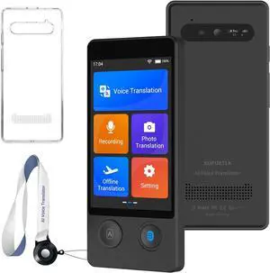 XUPURTLK Language Translator Device, Voice Translator Device Two Way, 144 Languages Real-Time Translator Device, Offline & Recording & Photo Translation for Travel, Business, Learning (Black)
