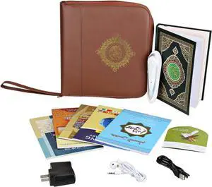 Digital Koran Reader Holy Quran Pen Leather Bag Word-by-Word Function for Kid and Arabic Learner Downloading Many Reciters and Languages Digital Qu'ran Pen 5 Small Books for Ramadan Celebration