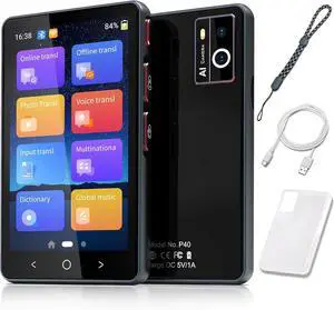 Language Translator Device, Instant Translation No WiFi Needed, Two Way Real-Time Voice Translation, Accurate Offline Recording, Photo Translation for Travel, Business, and Study (Black, P40)