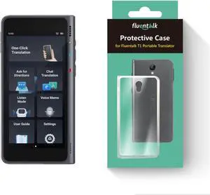 Timekettle T1 Language Translator with 4" HD Screen, Support 40 Languages and Photo Translation Bundle with Fluentalk Accessories, Including 1 Silicon Rubber Case
