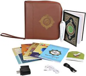 Anlising Digital Holy Quran Pen Ramadan Gift Exclusive Word-by-Word Function for Kid and Arabic Learner Downloading Many Reciters and Languages Digital Qu'ran Talking Pen 5 Small Books Leather Bag