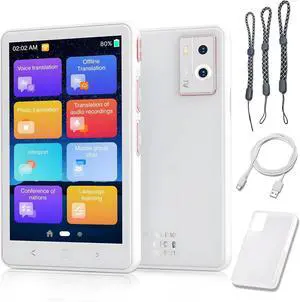 Language Translator Device, Instant Translation No WiFi Needed, Two Way Real-Time Voice Translation, Accurate Offline Recording, Photo Translation for Travel, Business, and Study (White, P40)