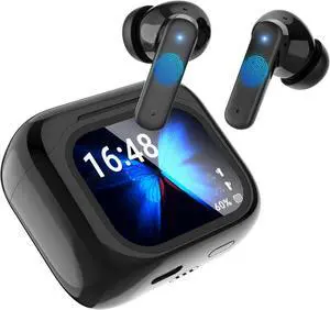 AI Translation Earbuds Real-Time, 3-in-1 Language Translator Earbuds with Active Noise Cancellation, LCD Touchscreen, Translating Earphones Supports 8 Offline Languages, Black