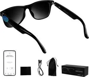 AI Translator Glasses, 144 Language Real-Time Translation Glasses, Music Player & Hands-Free Calls, Polarized Sunglasses, 5H Battery Life, Anti-Blue Light & UV Protection (Sunglasses)