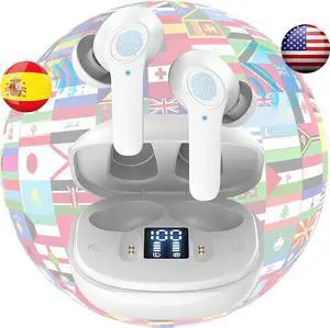 Translating Earbuds Real Time B11 - Two Way 138 Language Voice Translation Device, Instant Translator Earbuds, Audífonos Traductor de Voz Instantáneos de Idiomas Español Ingles (White)