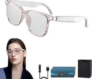 AI Translator Glasses, C8 Real Time Language Translator Device, Lentes Inteligentes Support 75 Languages, Open Ear Music & HD Calling, AI Smart Bluetooth Glasses for Travel, Business (White)