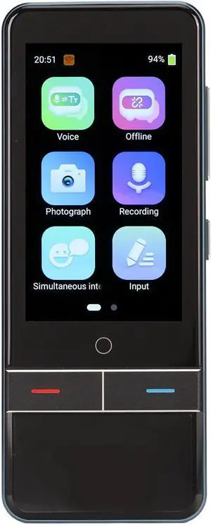 Language Translator Device, 2 Way Voice Translator Noise Canceling Mic Offline Recording Language for Shopping (Blue)