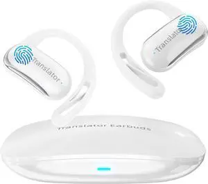 AI Translation Earbuds Real-Time 3-in-1 Language Translator Earbuds 144 Languages & Accents,Open-Ear Design Fit iOS & Android for Travel Business Learning(AF56 White Online)