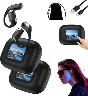 Vylaras Ai Translator Earbuds, Vylaras Earphones, Multi Language Smart Translation Earbuds, Ai Translation Wireless Bluetooth Earphones, Real Time Language Translator Earbuds Open Ear-black-2pcs