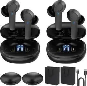 Elderdiscuss Translation Earbuds, Elder Discus Translation Earbuds, 144 Languages & Accents Two-Way Translator Pods Real Time for iOS and for Android, Noise Canceling Translator Headset (Black*2)