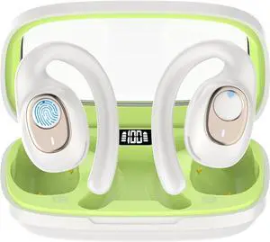 AI Language Translation Earbuds, OWS Real-Time Translator Earphone Includes Supports 144 Languages & Accents Translation Device for Travel Business Learning(White-Green)