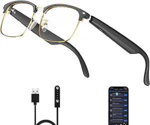AI Translator Glasses, AI Translation Smart Glasses for Men Women, Supports 144 Languages Real Time Translation and Touch, Voice Assistant, Anti Blue Light, Great for Businees, Travel, Leaning (Glod)